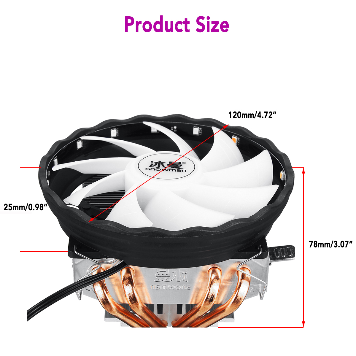DC 12V 4Pin Colorful Backlight 120mm CPU Cooling Fan PC Heatsink for Intel/AMD For PC Computer Case 18