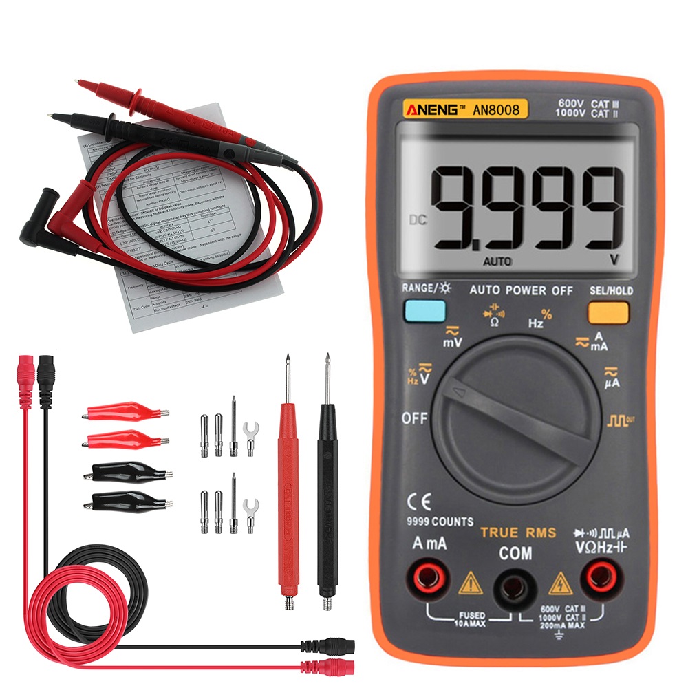ANENG AN8008 True RMS Wave Output Digital Multimeter 9999 Counts Backlight AC DC Current Voltage Res 130