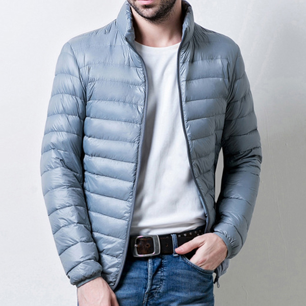 Mens Casual Stand Collar Portable Light Down Solid Color Jacket ...