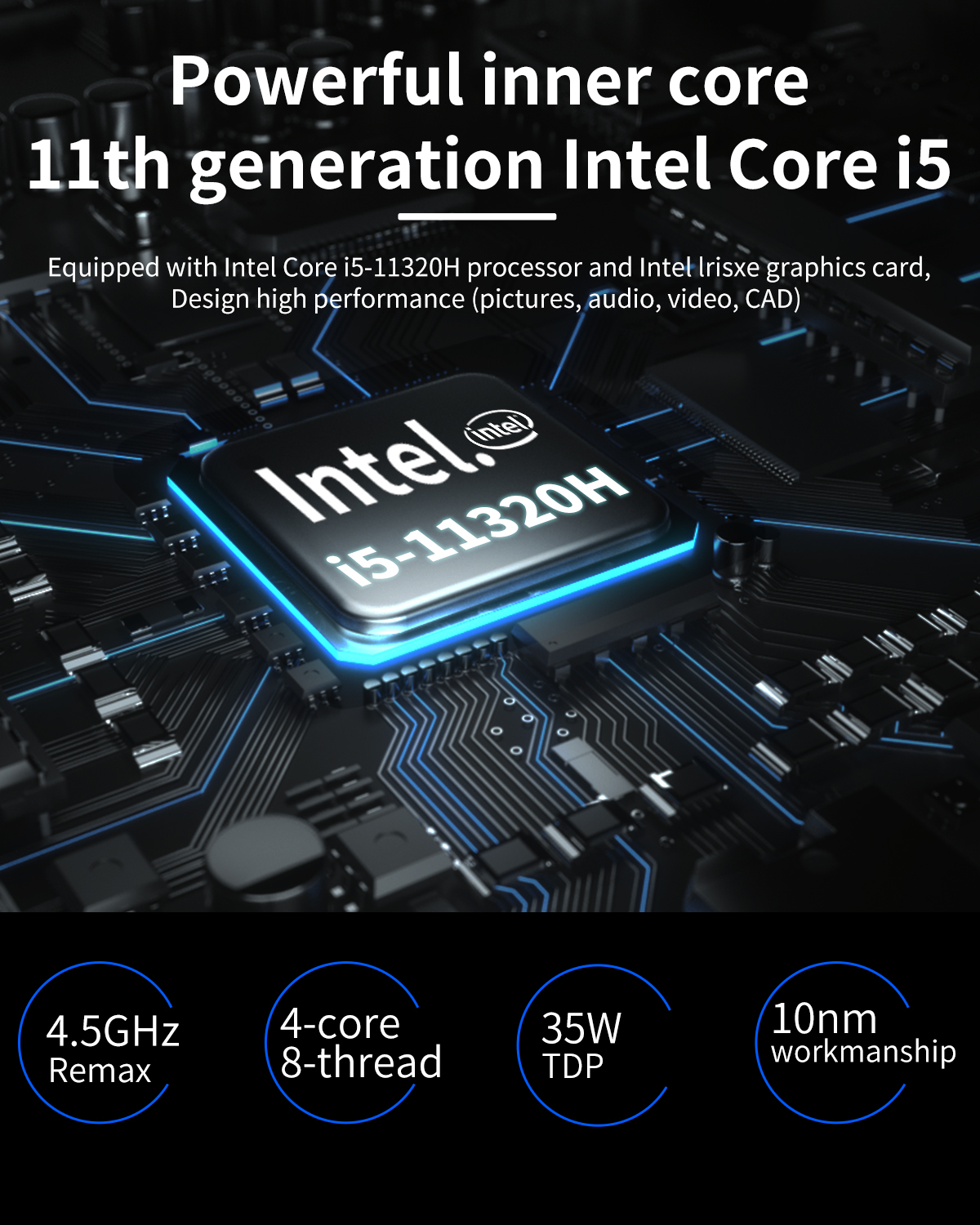 T-BAO MN22 Intel Core I5-11320H 16GB RAM 512GB SSD Windows 11 4K Triple Output Mini PC WIFI6 1000M USB3.0 Type-C Mini Computer Desktop PC
