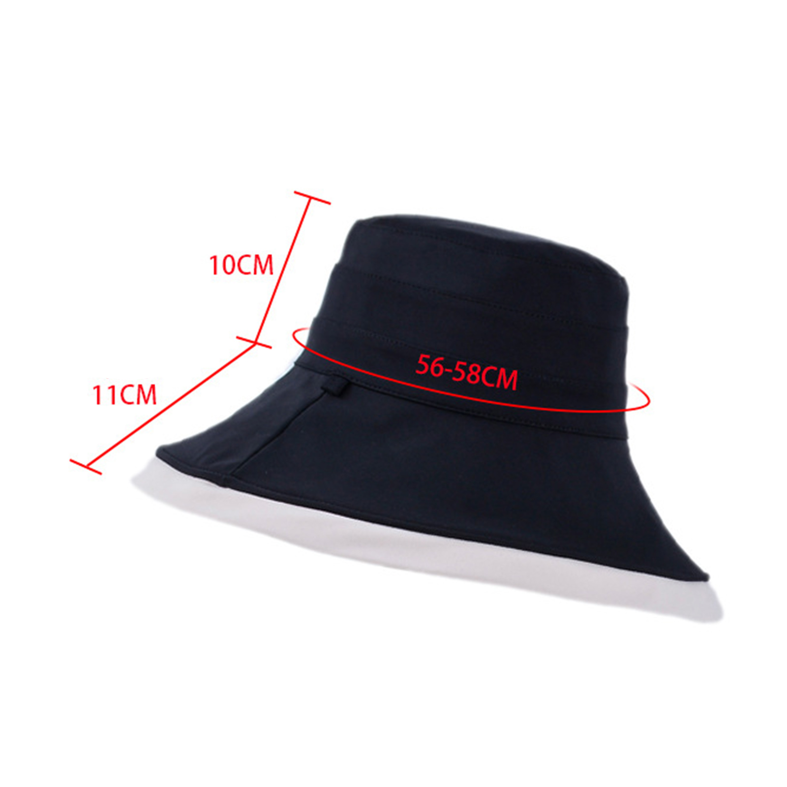 Women Polyester Cloth Casual Outdoor Double-side Back Brim Extended Foldable Sunshade Bucket Hats