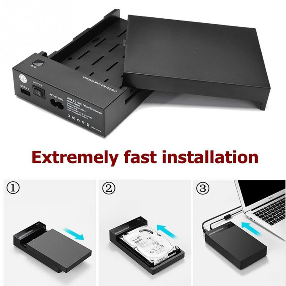 USB3.0 To SATA Serial Hard Disk External Box Enclosure Case For 2.5/3.5 inch HDD SSD Hard Drive 11