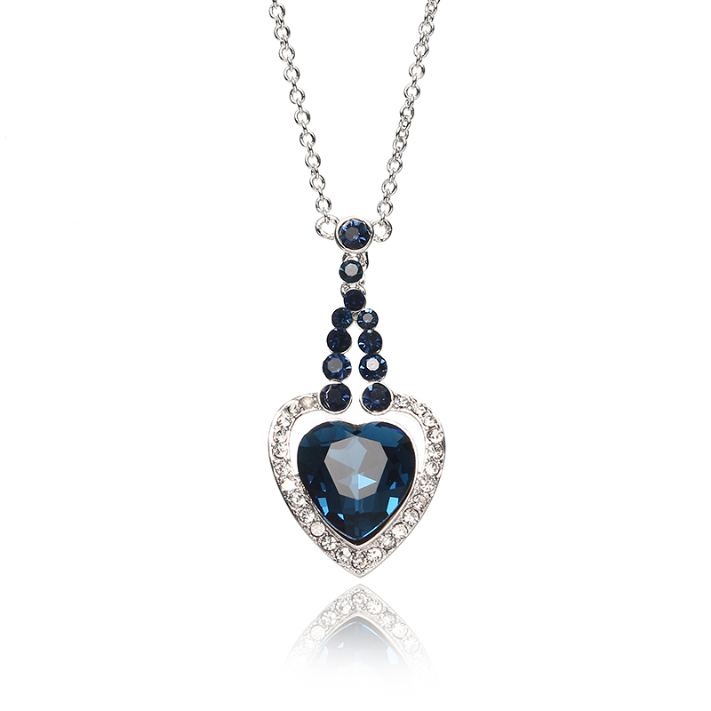

JASSY® Сердце из ожерелья из ожерелья из сапфира из океана с платиновым покрытием Rhinestone Best Gift