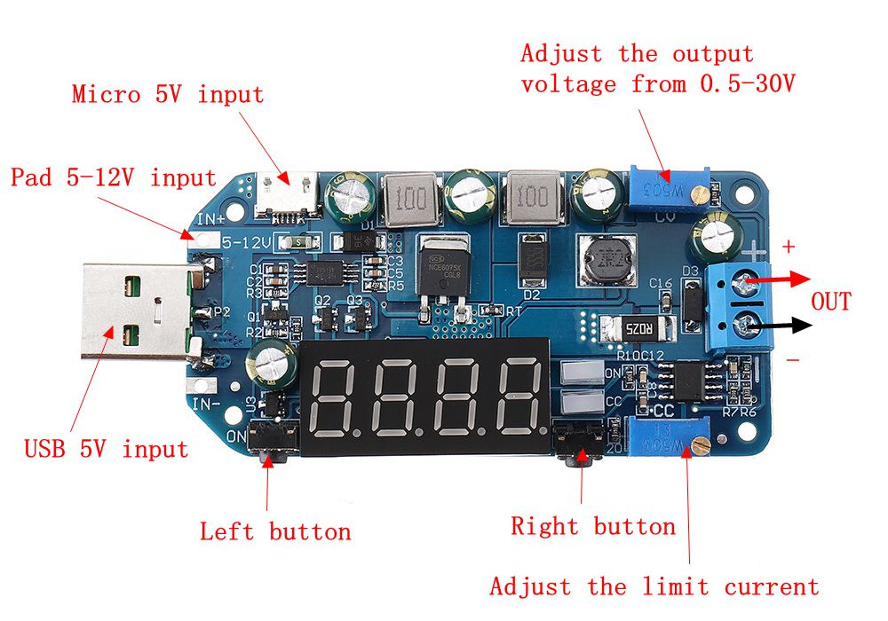 USB Boost Module 5V to 9V12V Step Up Module Adjustable Voltage Current Display Charging Router Converter
