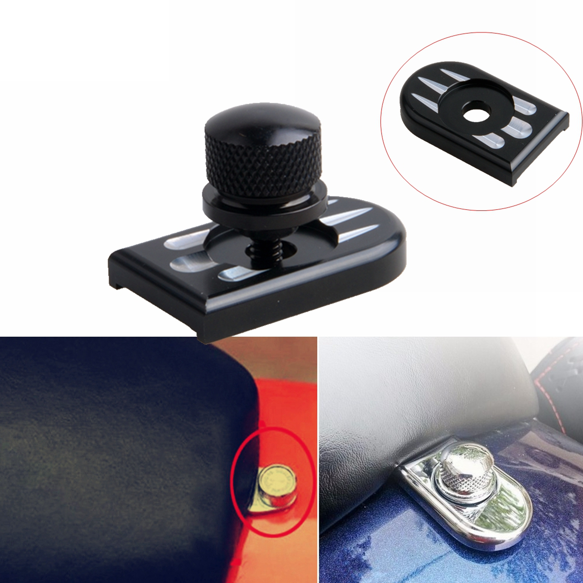 

Deep Cut Seat Bolt Tab Screw Mount Knob Cover Black For Harley Touring Dyna Sportster