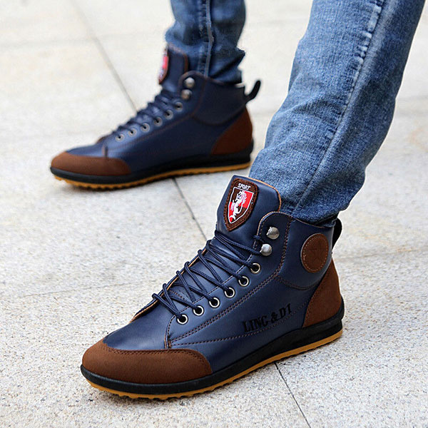 mens leather high top sneakers