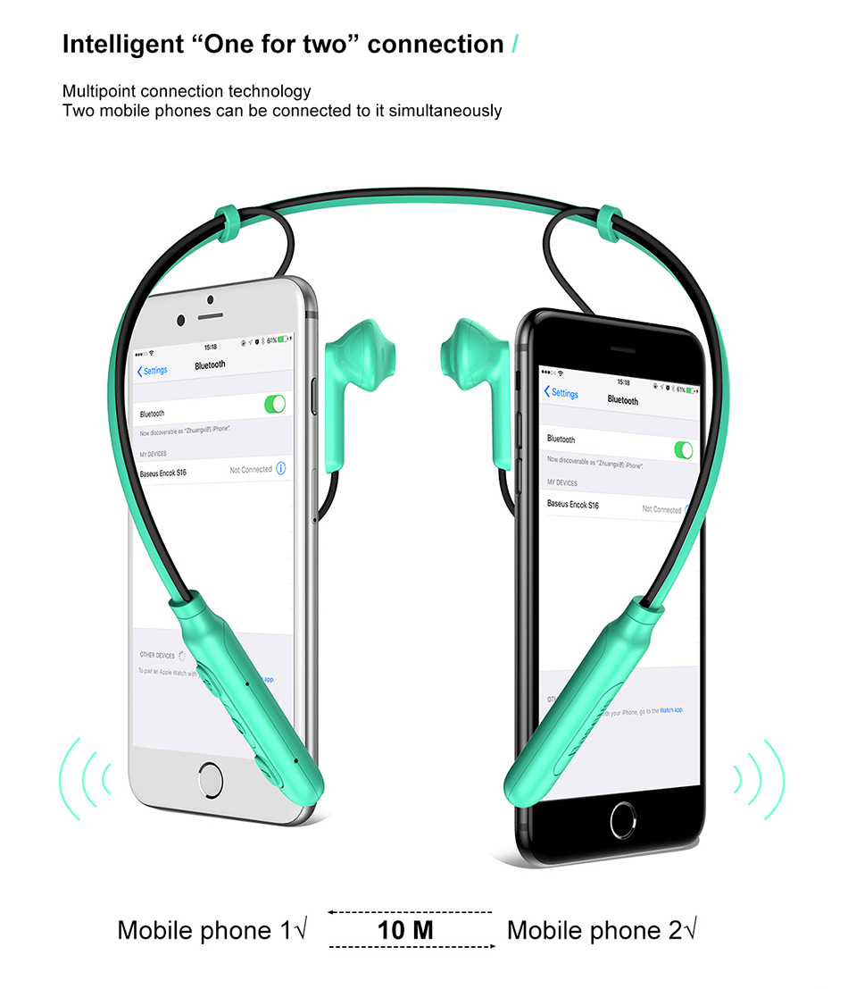 Baseus Encok S16 Wireless Bluetooth Earphone Neckband Bass Sports In-ear Headphone for iPhone Xiaomi