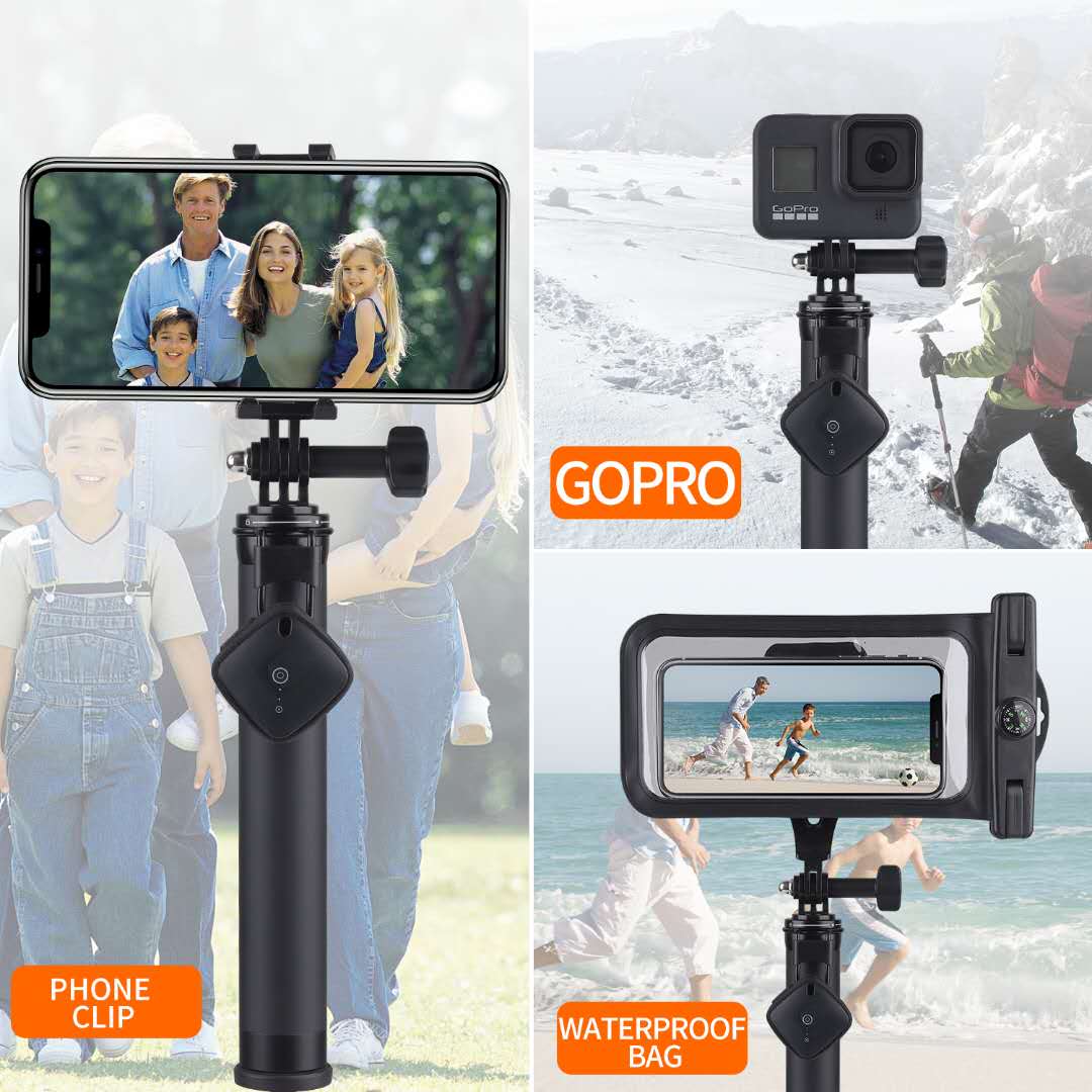 LEDISTAR 19.5cm-76.5cm Telescopic Selfie Rod Extension Stick with Smartphone Waterproof Case Universal for GoPro OSMO Action Camera