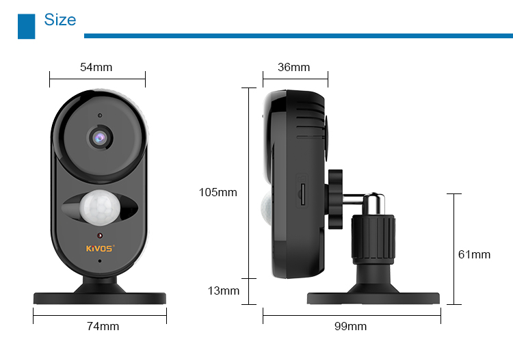 KiVOS KVA007 Mini Wifi Camera 720P HD 130° Wide View App Control IR Distance Wireless Alarm