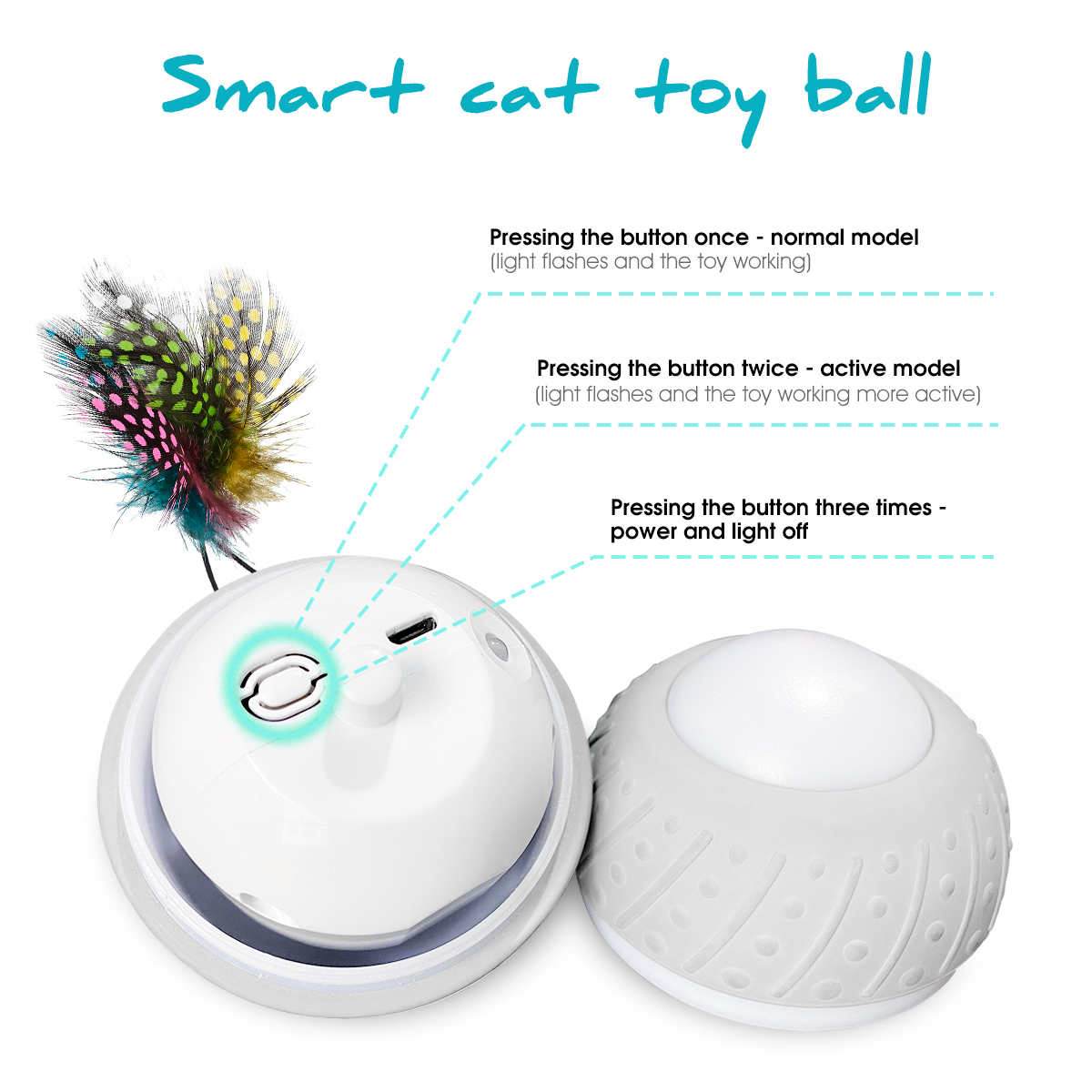 Cat Toy Automatic Electric Rotating Rolling Ball Interactive Toys With LED Light