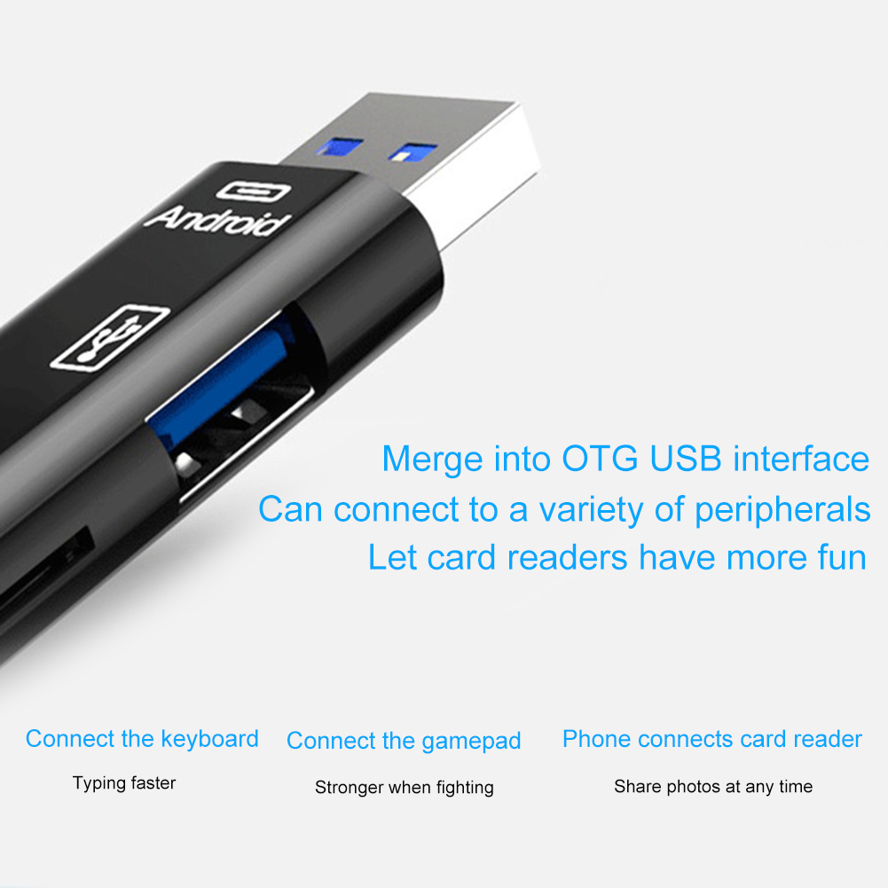Universal 5-in-1 OTG Card Reader Micro USB Type-c TF Card Reader For Phone Computer Memory Card White 12