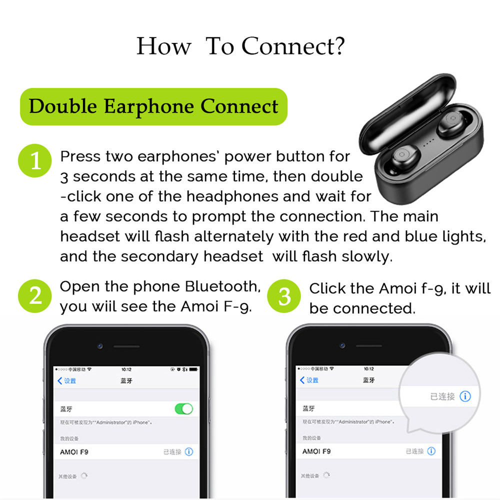 Tws наушники настройка. Наушники f9-5 TWS. F9 TWS Bluetooth. Wireless Bluetooth Earbuds Amoi f9. TWS Amoi f9 фонарь.