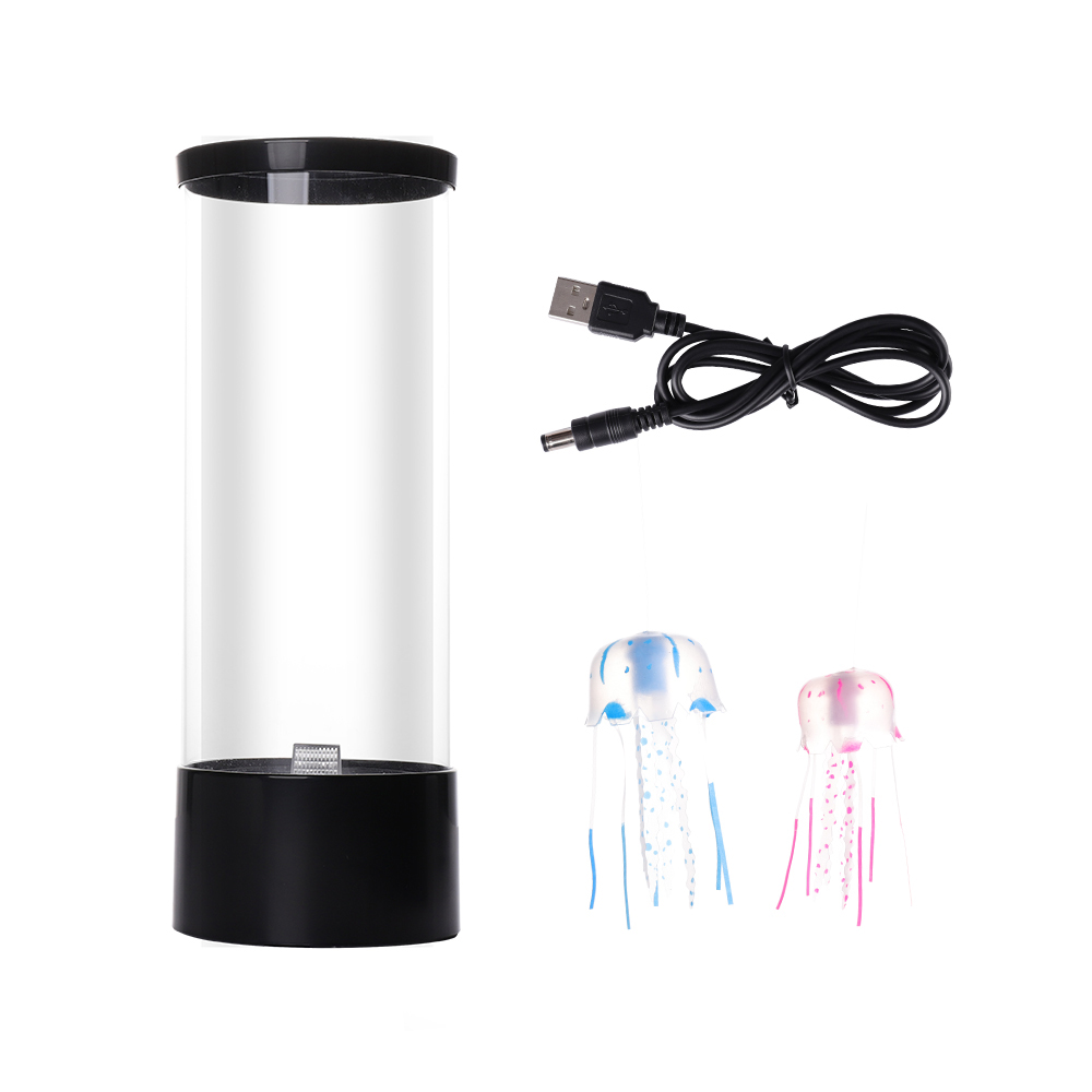 Lâmpada LED noturna de tanque de medusa estilo aquário Lâmpada LED Lâmpada de autismo sensorial Lâmpada de mesa LED para decoração de casa