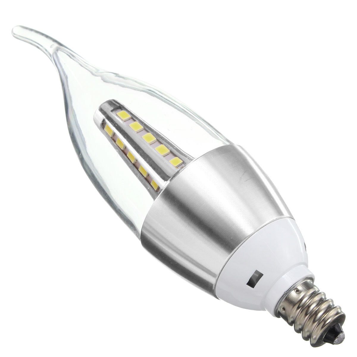 85-265V 4W E27 E14 B22 E12 25 SMD 2835 430Lm Silvery LED Candle Light Bulb Pure White Warm White