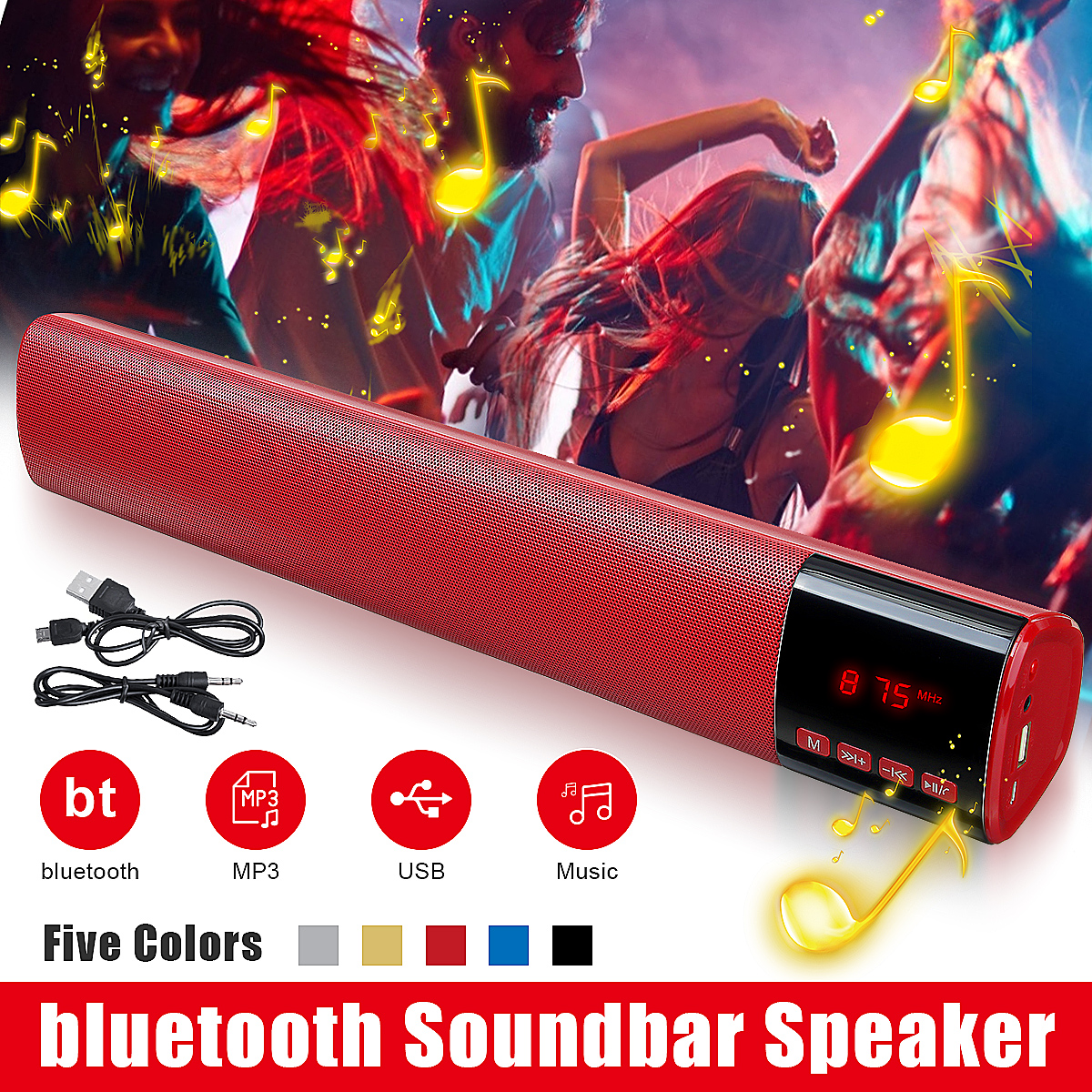 Wireless TV Bluetooth Sound Bar Home Theater Subwoofer Mini Soundbar Speaker 3D Sound Effects 360° Surround Sound