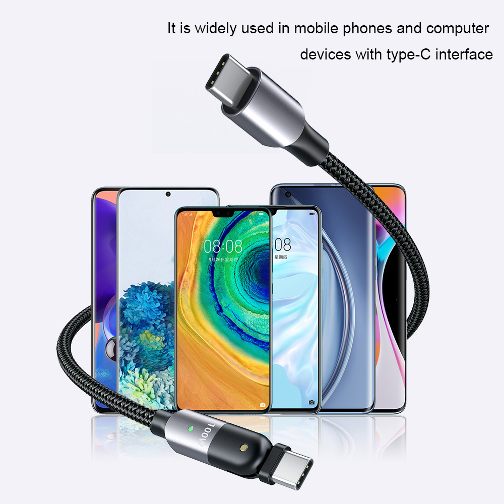 60W/100W Type-C Charging Cable C to C PP Braided Wire Support PD QC FCP Charging Protocol For Smartphone Tablet Laptop