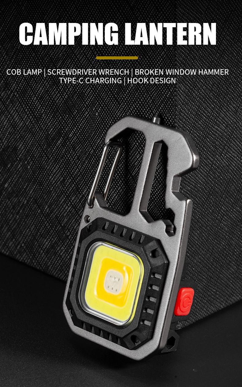 Mini LED Flashlight Work Light Portable Pocket Flashlight Keychains USB Rechargeable for Outdoor Camping Small Light Corkscrew