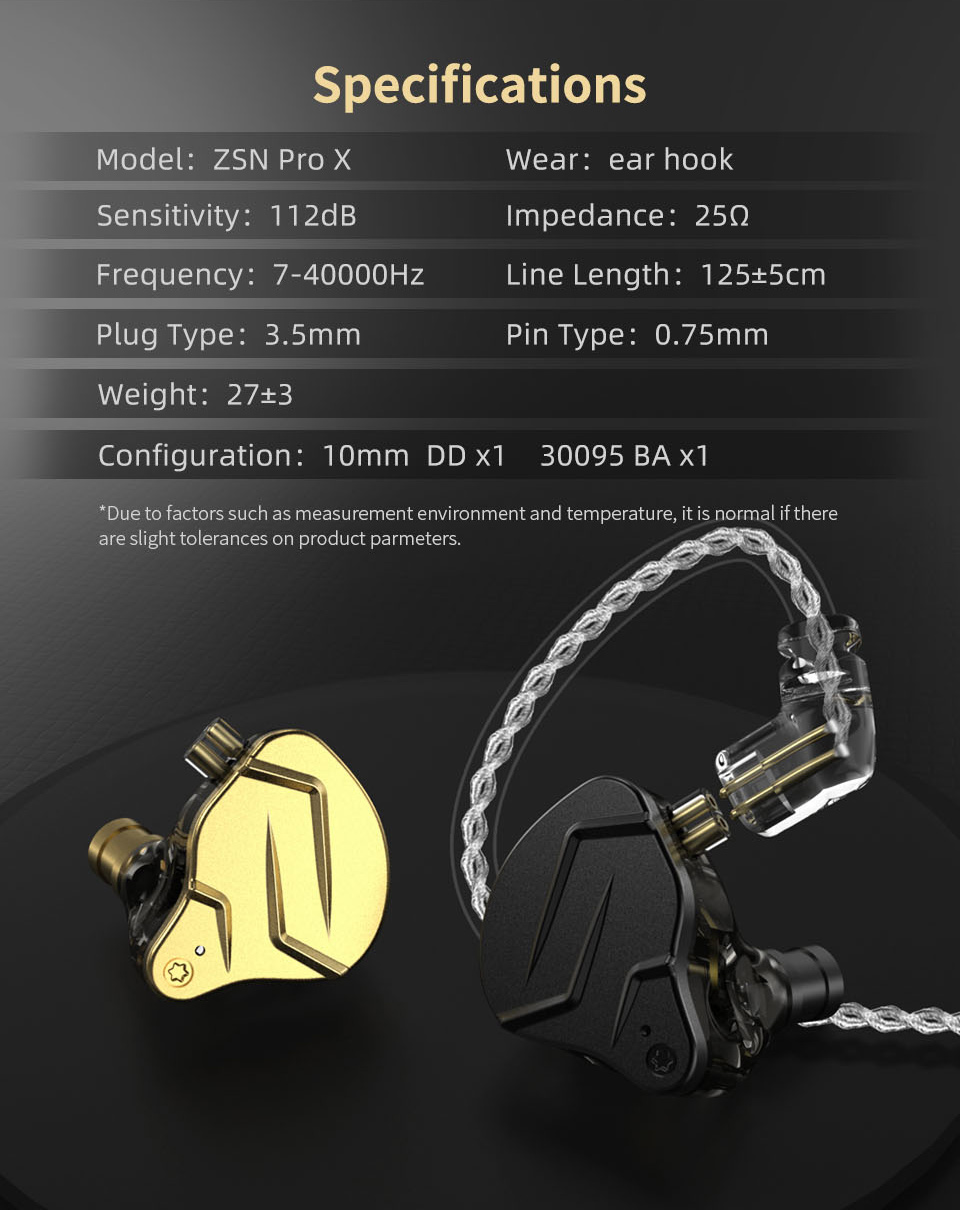KZ ZSN Pro X 1BA+1DD In Ear Earphone HIFI DJ Sport Earbud Earphone Headset Running Sport Headphones