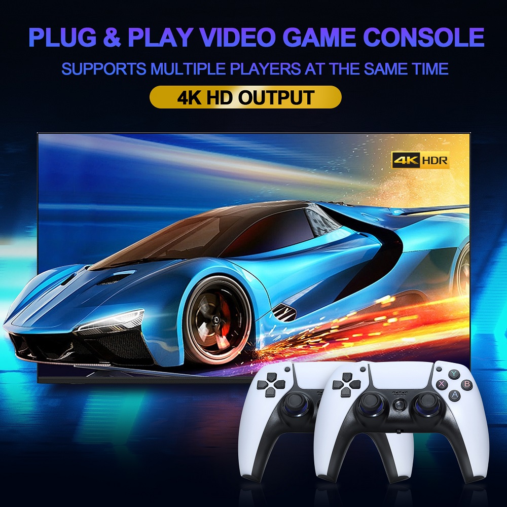aMPoWn U10 64GB 10000+ Games 4K UHD Game Stick for PSP PS1 N64 MD NEOGEO GBA CPS SFC IGS TV Game Conosle with Wireless Gamepad Player Box