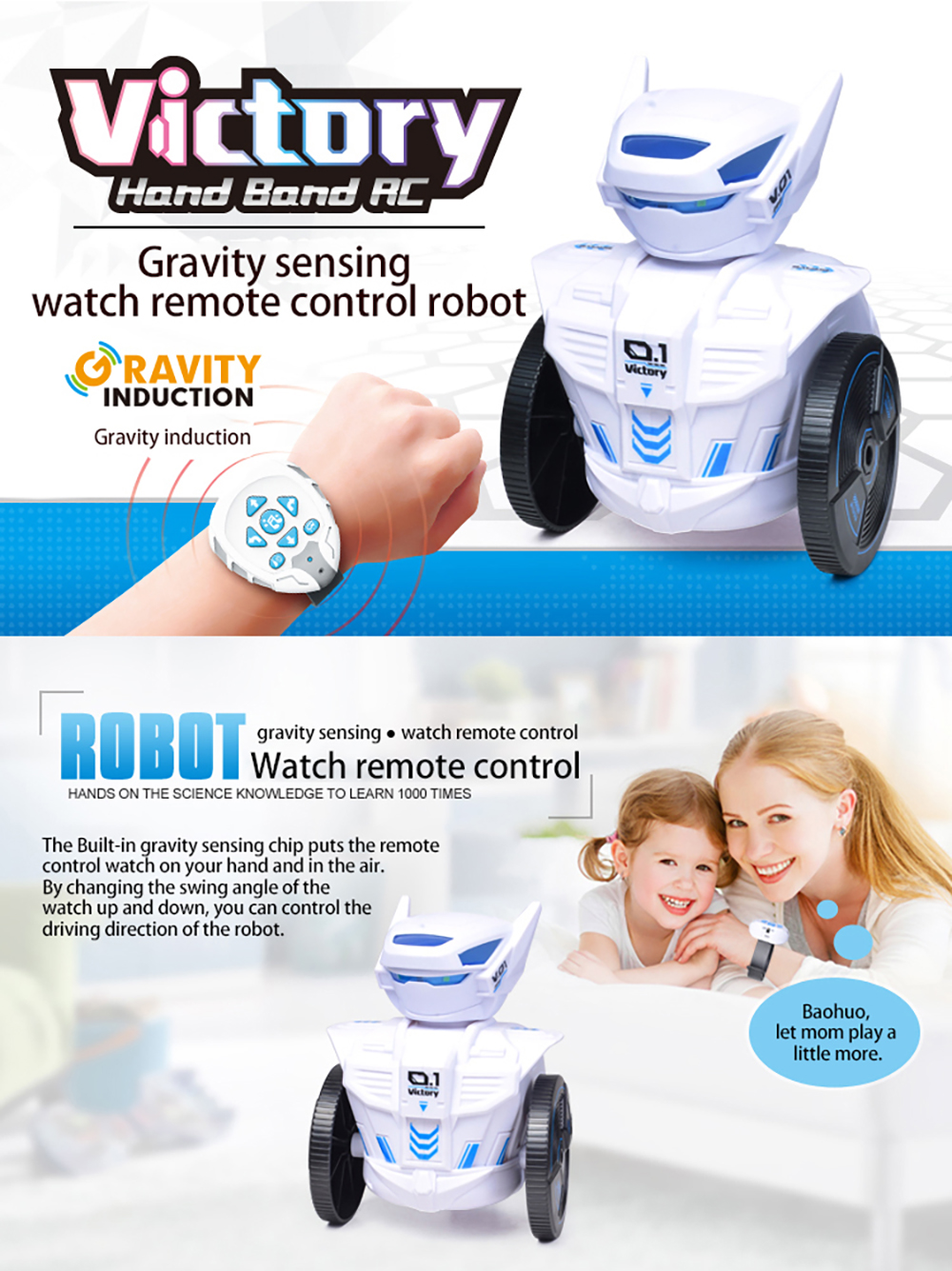 DIY007 Gravity Sensor Watch Remote Control Car Robot 2.4G Smart RC Robot Toy for Kids