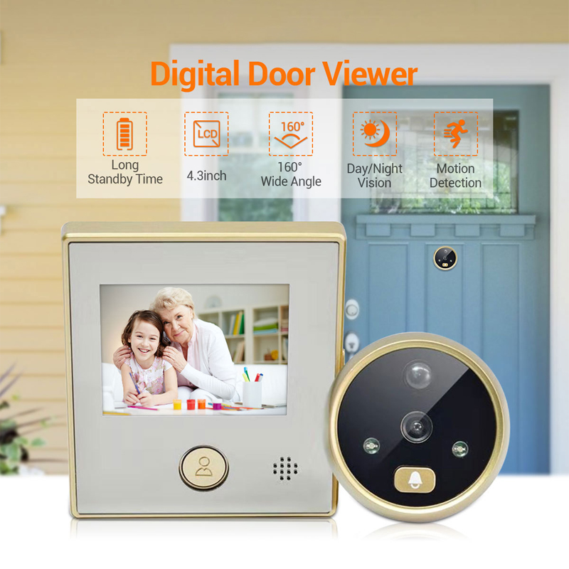 2.8Inch Digital Peephole Viewer Color Screen Smart Video Doorbell Door Camera with 160° Wide Angle Night Vision Motion Detection