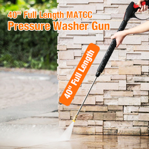 MATCC Pressure Washer Guun 4000PSI High Power Washer Guun with Replacement Extension Wand 1/4'' Quick Connect, M22-14/15 and 3/8'' Fitting Adapters, 5 Pressure Washer Nozzle Tips, 40 Inch