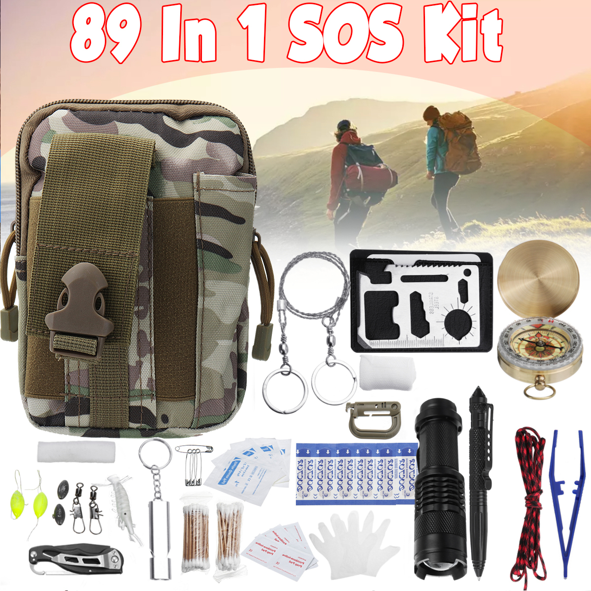 Emergency Survival SOS Kit EDC Tools Gadget Set Camping First Aid Emergency Collection