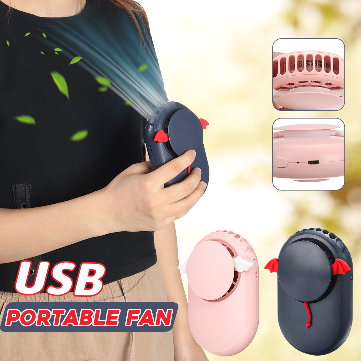 5V 4W Portable Neck Fan Wearable 2 Gears Speed USB Rechargeable Travel Outdoor Office Summer Cooler