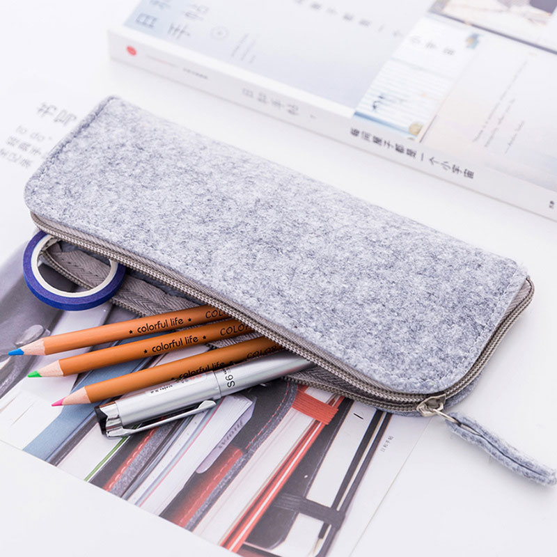 1pcs Felt Pencil Bag Pencil Case School Office Supplies Stationery Pouch Purse Storage Makeup Bags School Students Supplies