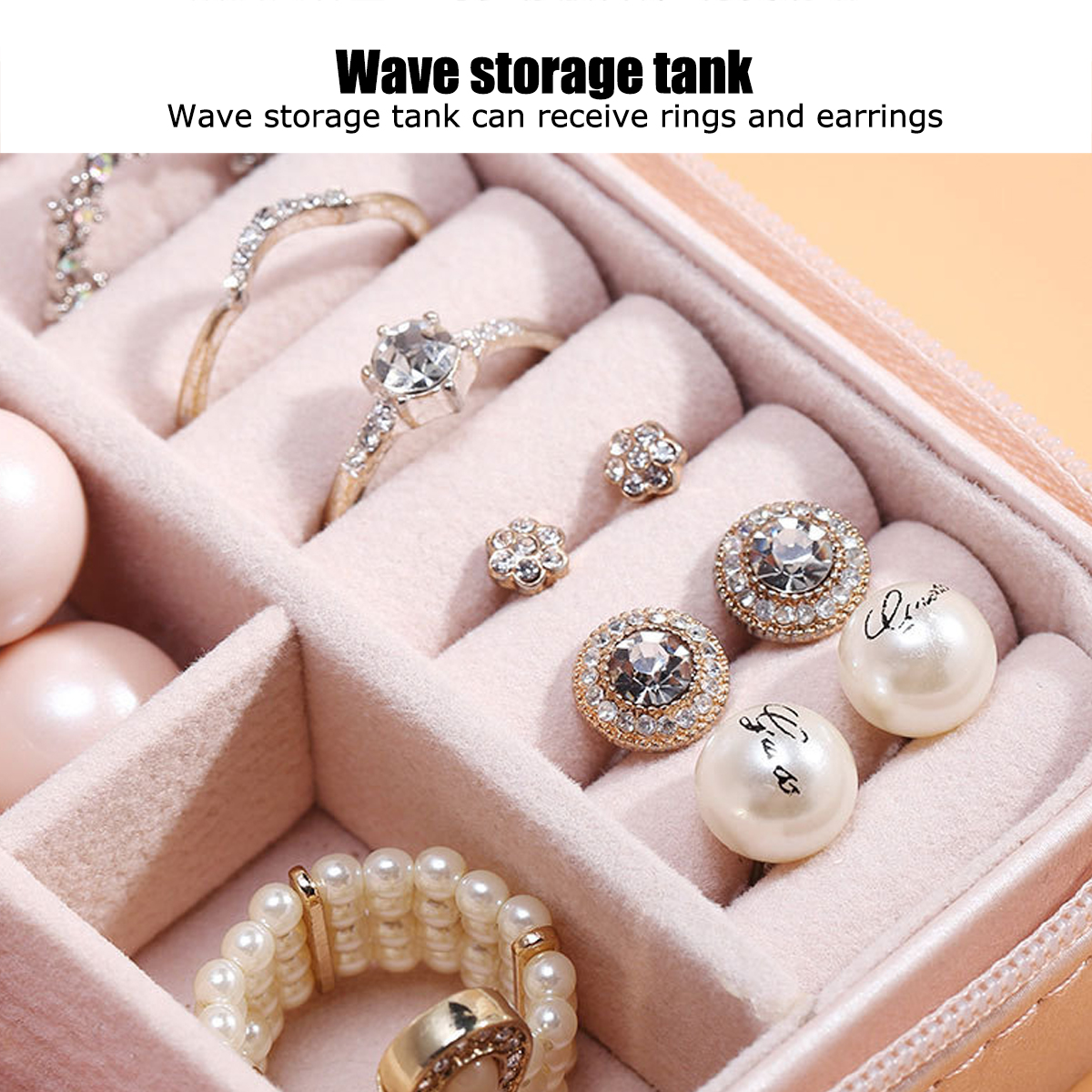 Portable Travel Women Jewelry Box Ornaments Storage Case PU Earring Organizer
