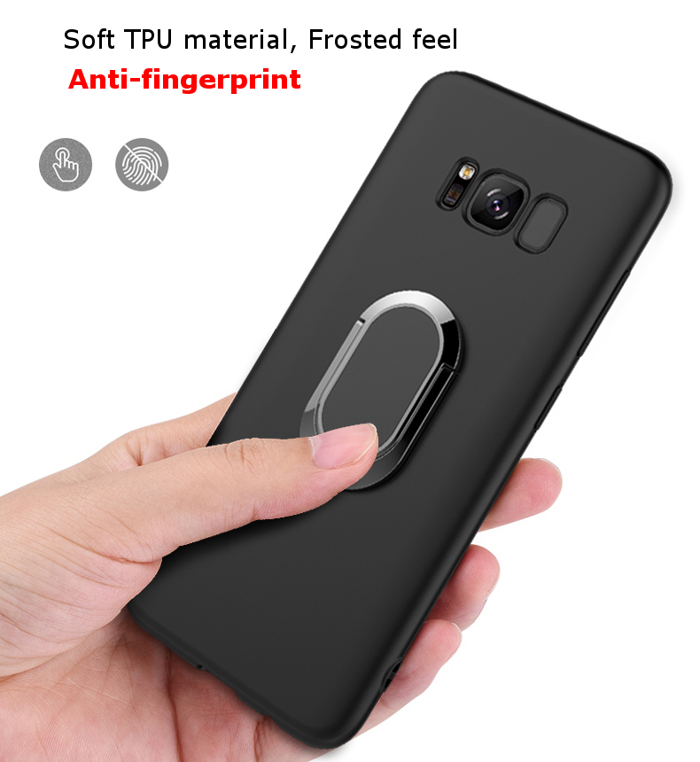 Bakeey™ 360° Adjustable Metal Ring Kickstand Magnetic Frosted Soft TPU Case for Samsung Galaxy S8 
