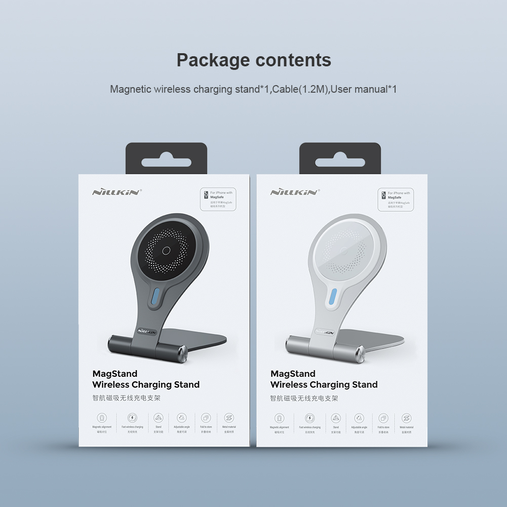 NILLKIN MagStand Magnetic Wireless Charger Stand Holder For iPhone 14 Pro Max 15W Fast Charger MagStand Wireless Charging Stand For iPhone 13 Pro Max