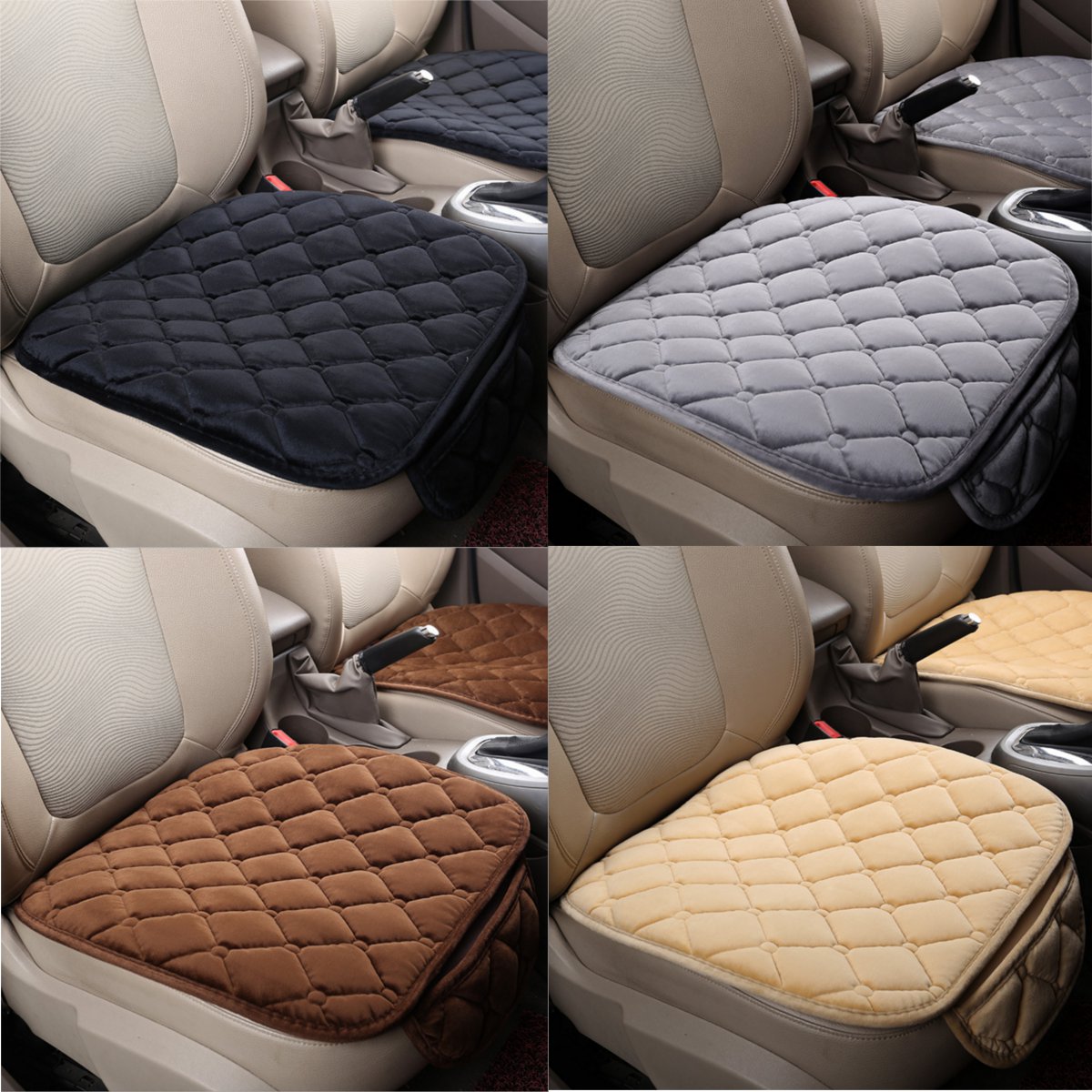 Plush Car Front Seat Cushion Covers Breathable Chair Protector Seat Pad Mat for Four Season