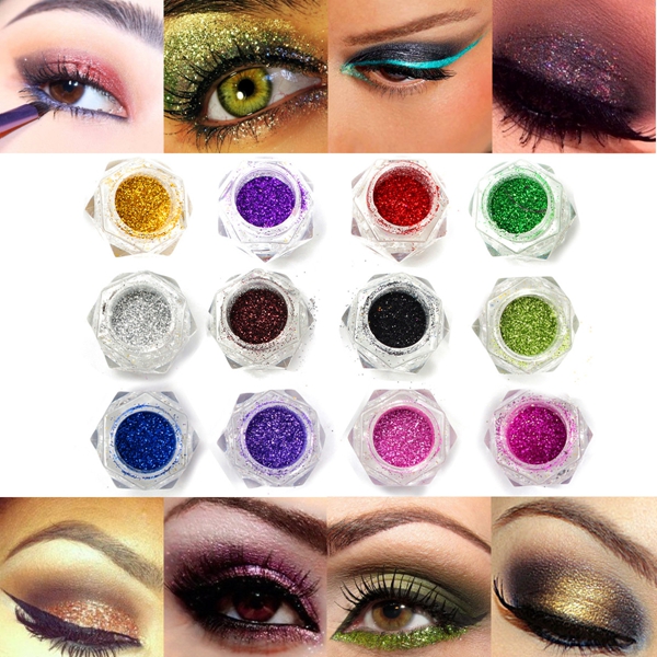 12 Colors Eye Shadow Powder Shining Bright Glitter Pigment Makeup