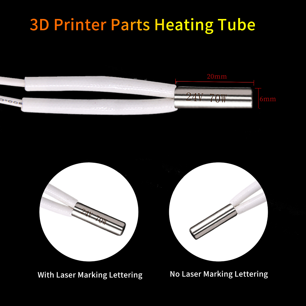 1PCS Creativity Cartridge Heater Heating Tube Cable 12V 24V 70W Up 500 Degrees for Hotend Print Head V6 Extruder 3D Printer Parts