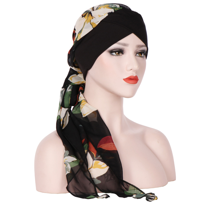 Women Vintage Floral Bandaged Turban Hat