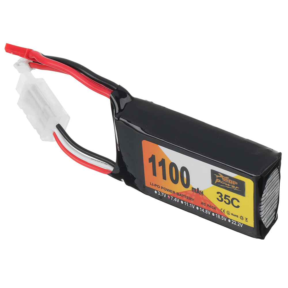 ZOP Power 7.4V 1100mAh 35C 2S LiPo Battery JST Plug for RC Helicopter FPV Drone Car
