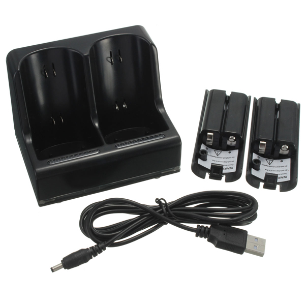 

Черный двойной заряд зарядки док-станция с двумя зарядками для Wii пульта дистанционного управления