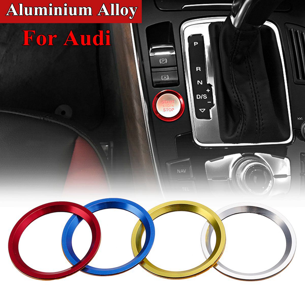 Aluminum Alloy Car Start Engine Button Decorative Ring Trim For Audi A4 A5 A6 Q5  A7