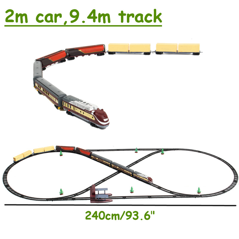 Electric Classic Train Rail Vehicle Toys Set Track Music Light Operated Carriages Educational Gift 11
