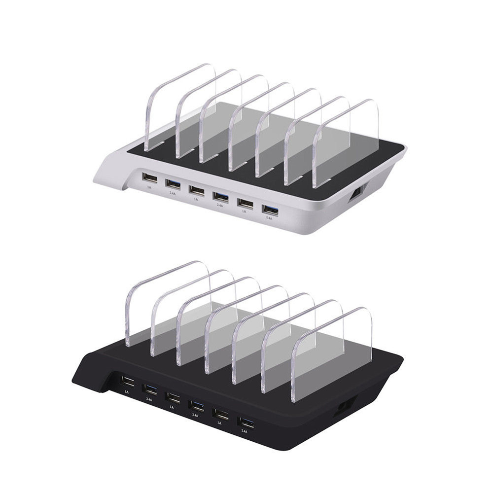 

6 Multi Port USB Hub Charger Charging Dock Station Stand 10.2A For Tablet Phones