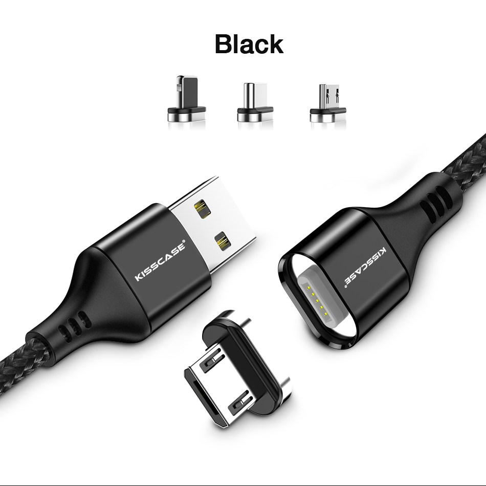Kisscase 2.4A Magnetic Micro USB Charging Data Cable 1M for Samsung Huawei 