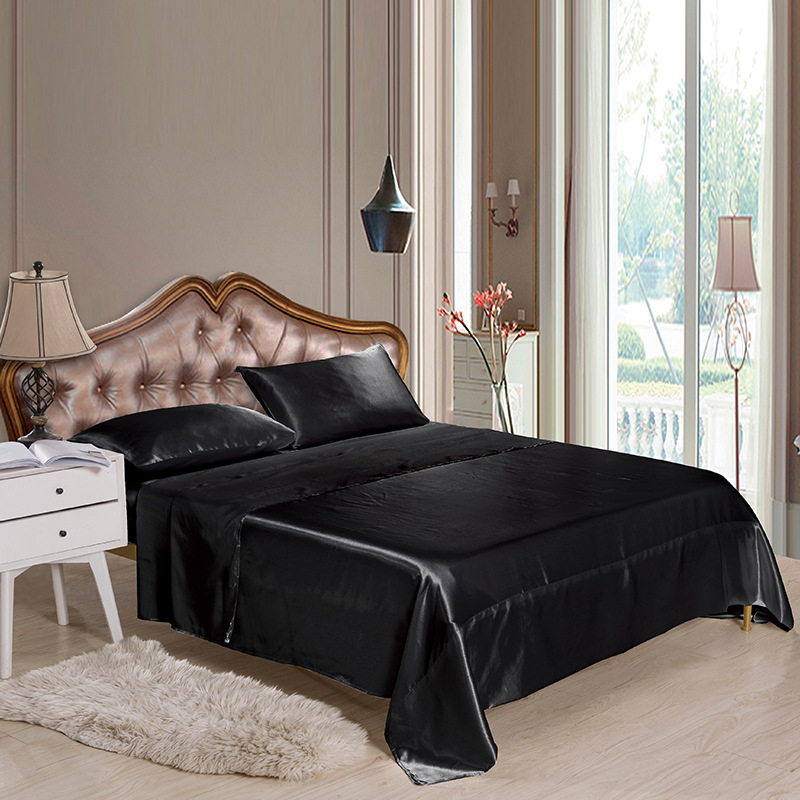 Silk Like Soft Fitted Sheets Sets Satin Solid Color Bedding 4pcs/Set Bedspread Bed Linens Set