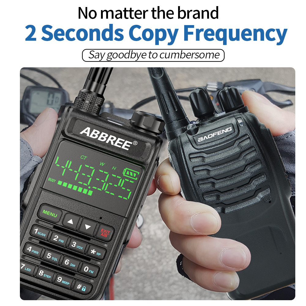 ABBREE AR-518 Full Bands Walkie Talkie 128 Channels LCD Color Screen Two Way Radio Air Band DTMF SOS Emergency Function