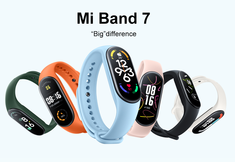 Xiaomi Mi Band 7 1.62 inch AMOLED Always-on Display Wristband 24h Heart Rate SpO2 Monitoring 4 Professional Workout Analysis 120+ Sports Modes 100+ Watch Faces 5ATM Waterproof BT5.2 Smart Watch