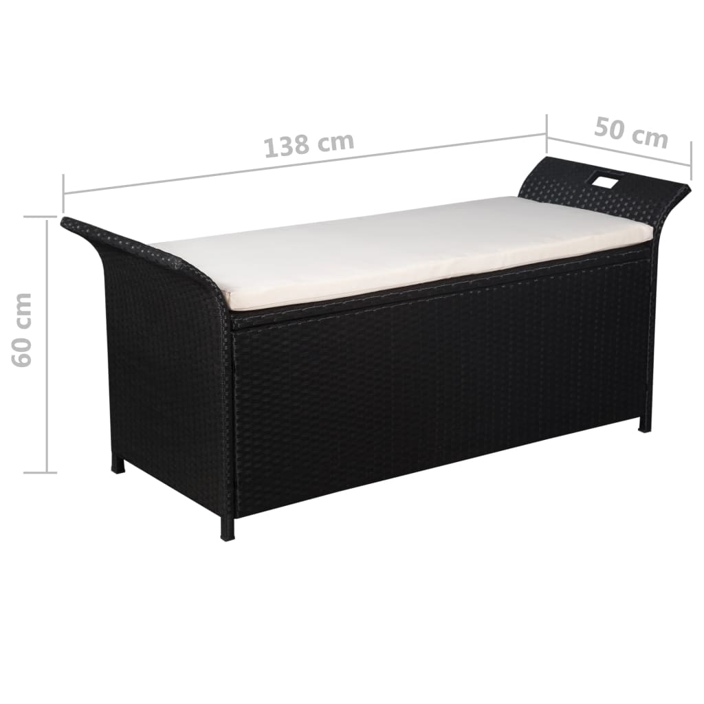 Poly Rattan Storage Bench Water-resistant PE Rattan Storage Bench with PE Inner Bag for Garden