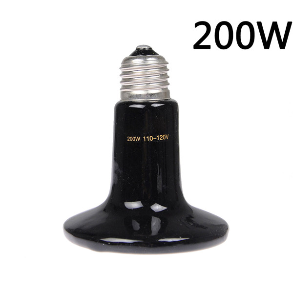 110V 25W/50W/75W/100W  Black Infrared Ceramic Heat Emitter Lamp Bulb for Reptile Pet Brooder