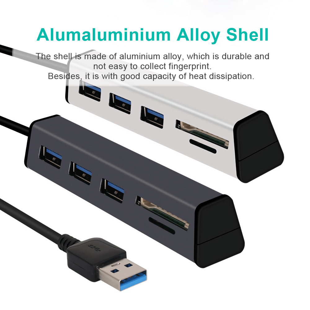 Aluminum Alloy USB 3.0 to 3-Port USB 3.0 Hub TF SD Card Reader with Hidden Phone Support 7