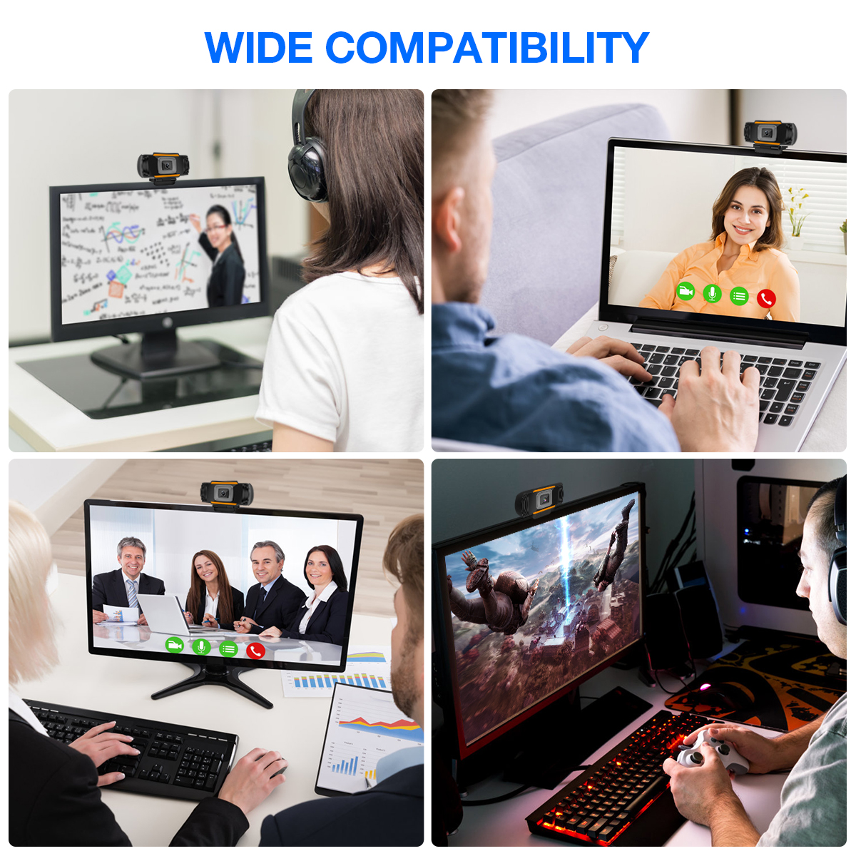 720P HD Free Drive USB Webcam Automatic Dimming Conference Live Computer Camera Built-in Noise Reduction Microphone for PC Laptop