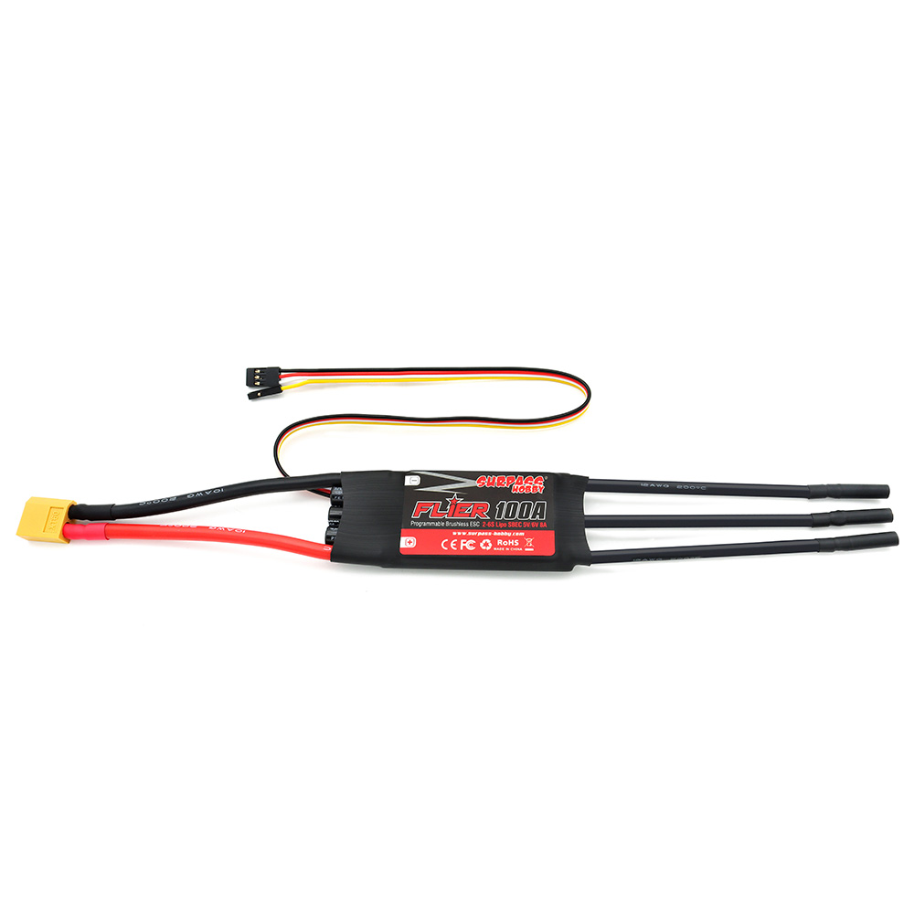 SURPASS-HOBBY FLIER Series New 32-bit 100A Brushless ESC With 5V/6V 8A SBEC 2-6S Support Programming for RC Airplane